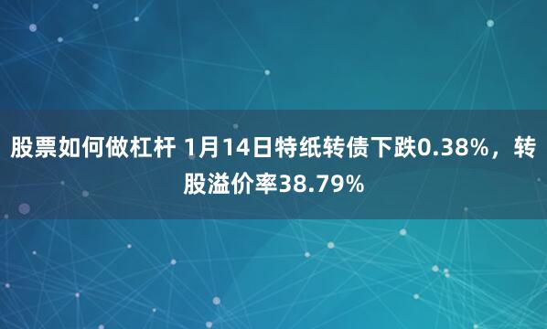 股票如何做杠杆 1月14日特纸转债下跌0.38%，转股溢价率38.79%